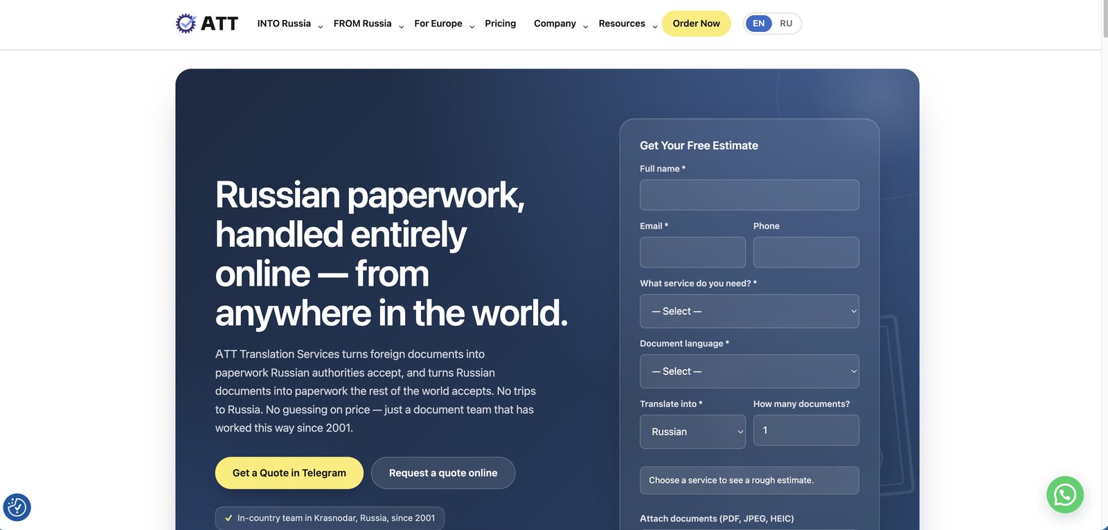 Главная страница международного англоязычного проекта 1russian.com