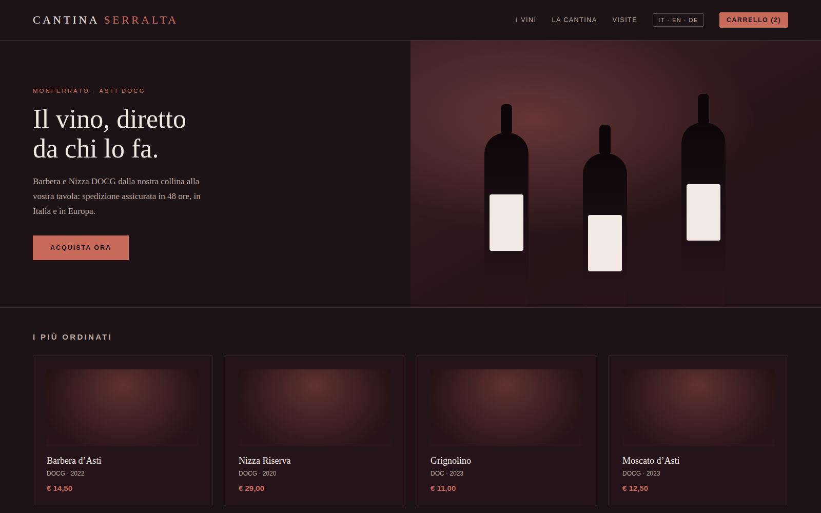 Скриншот сайта Cantina Serralta